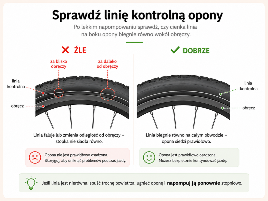 linia kontrolna opony