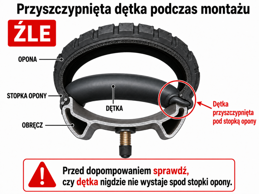 przyszczypnięta dętka